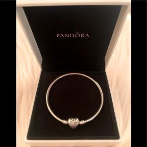 Pandora Classic Bangle with Heart Clasp